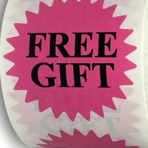 50 Free Gift Starburst Shape Sticker Labels 1.5"
